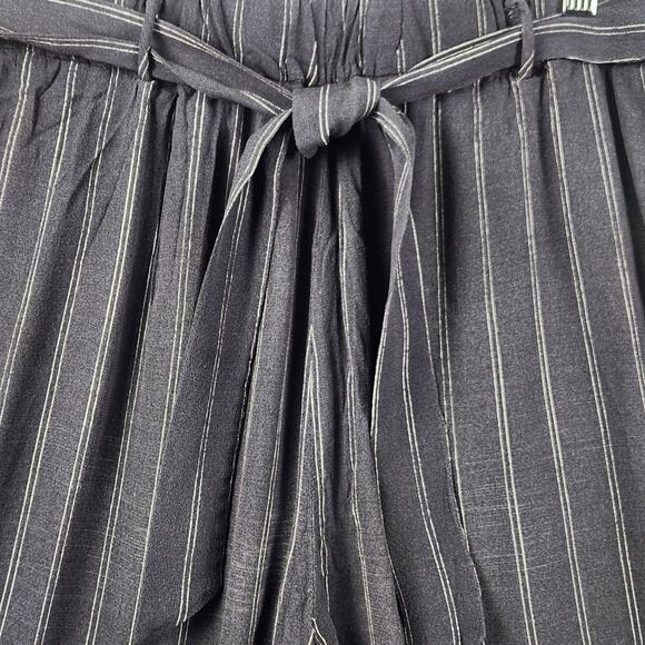 Wilfred Aritzia Paperbag Pants Women L Black Cream Striped Wide Leg Cropped - Picture 7 of 15